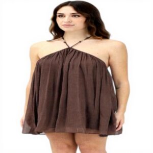 Robe courte marron femme PATRIZIA PEPE viscose col halter