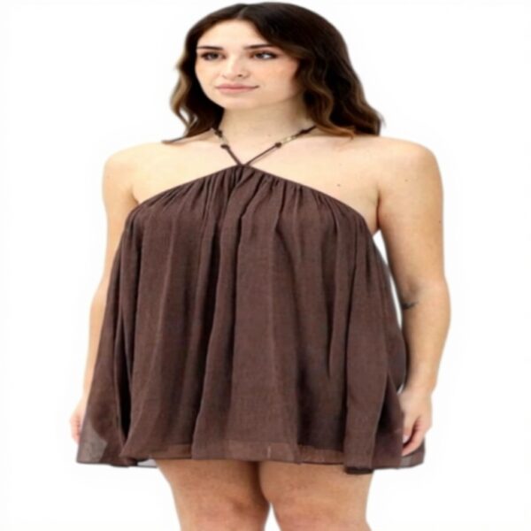 Robe courte marron femme PATRIZIA PEPE viscose col halter
