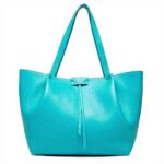 Sac Cabas PATRIZIA PEPE Cuir Bleu Azure Femme City Media