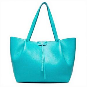 Sac Cabas PATRIZIA PEPE Cuir Bleu Azure Femme City Media