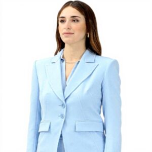 Veste femme PATRIZIA PEPE Essential bleue crêpe détail Fly