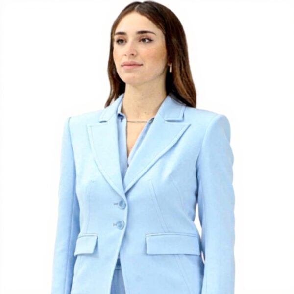 Veste femme PATRIZIA PEPE Essential bleue crêpe détail Fly