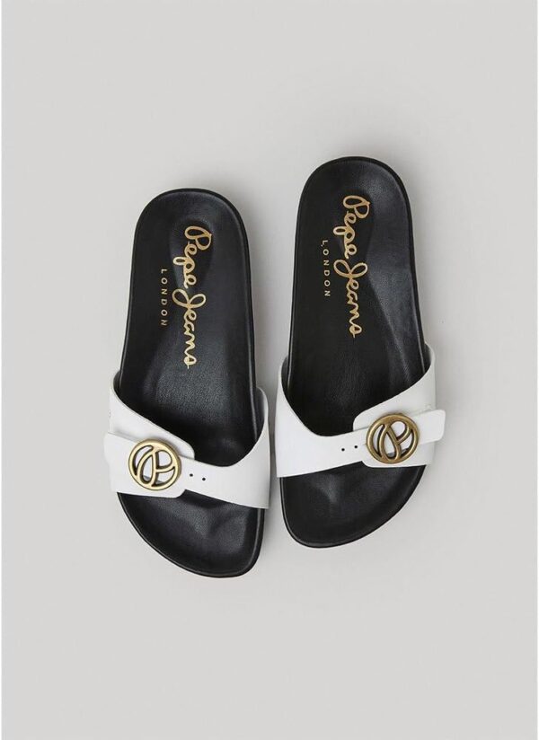 Pepe Jeans Sandales Femme Blanc Plates Anatomiques Liège-3