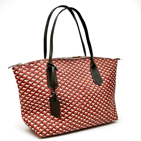 Sac Carolina cuir Italie femme design géométrique rouge