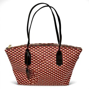 Sac Carolina cuir Italie femme design géométrique rouge