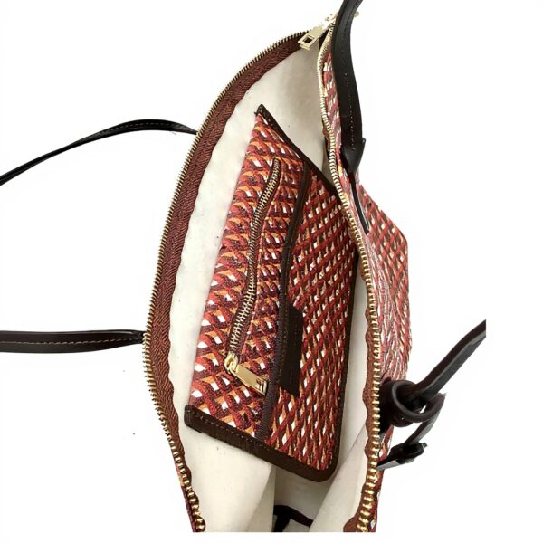 Sac Carolina cuir Italie femme design géométrique rouge