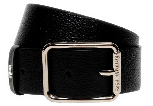 Ceinture Femme PATRIZIA PEPE Cuir Noir Argent Modèle CW6409