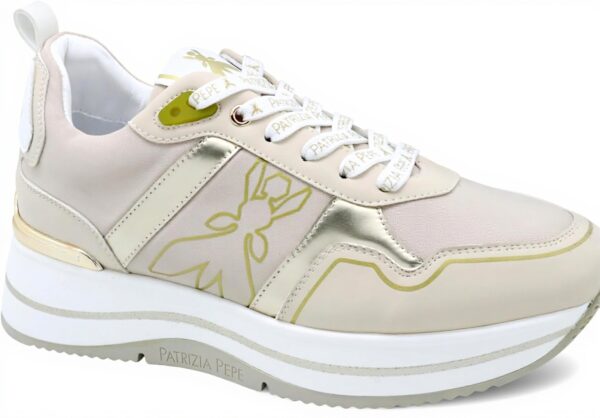 Patrizia Pepe Fille Pj270.02 Basket - Cuir Véritable - Blanc