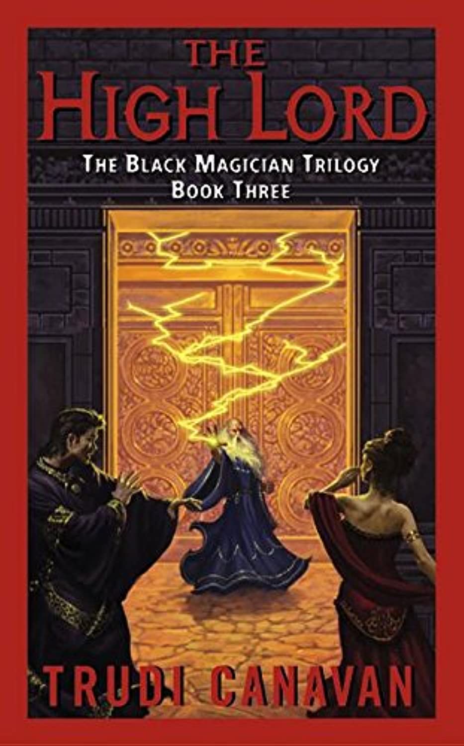 Couverture du livre 3 de la trilogie Black Magician sur une étagère