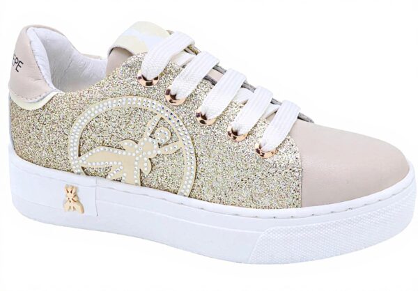 Baskets Patrizia Pepe Fille Cuir Veau Beige Taille Étroit