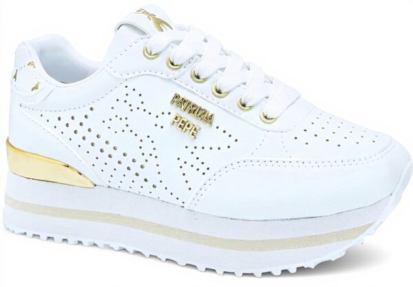 Baskets Patrizia Pepe Fille Cuir Veau Blanc Moderne
