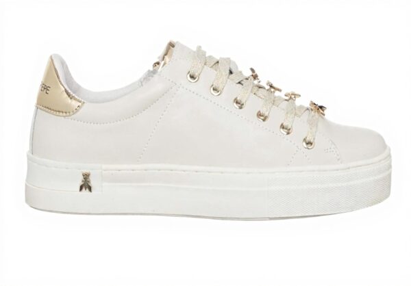 Baskets Patrizia Pepe Fille Cuir Veau Blanc Cassé Tendance