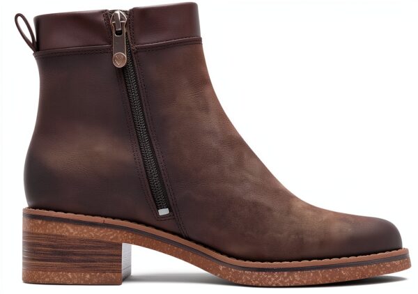 Bottines Marco Tozzi Femme Zippées 2-25064-43 en Cuir Noir et Mocca-2