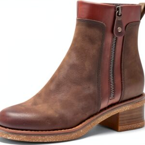 Bottines Marco Tozzi Femme Zippées 2-25064-43 en Cuir Noir et Mocca-0