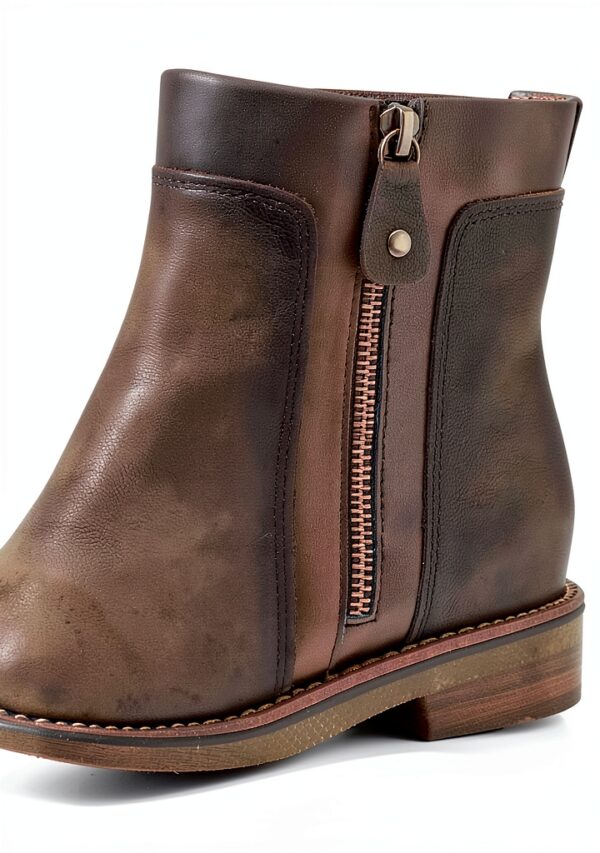 Bottines Marco Tozzi Femme Zippées 2-25064-43 en Cuir Noir et Mocca-5