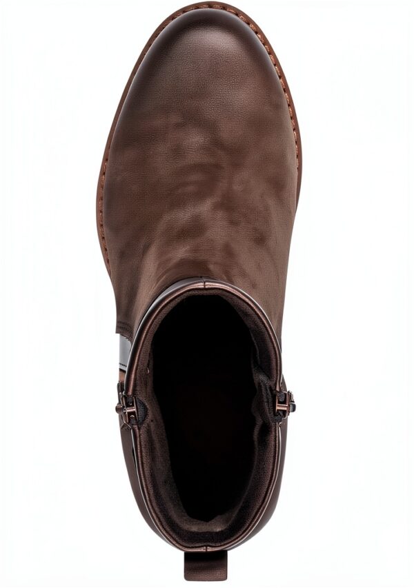 Bottines Marco Tozzi Femme Zippées 2-25064-43 en Cuir Noir et Mocca-1