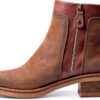 Bottines Marco Tozzi Femme Zippées 2-25064-43 en Cuir Noir et Mocca-3